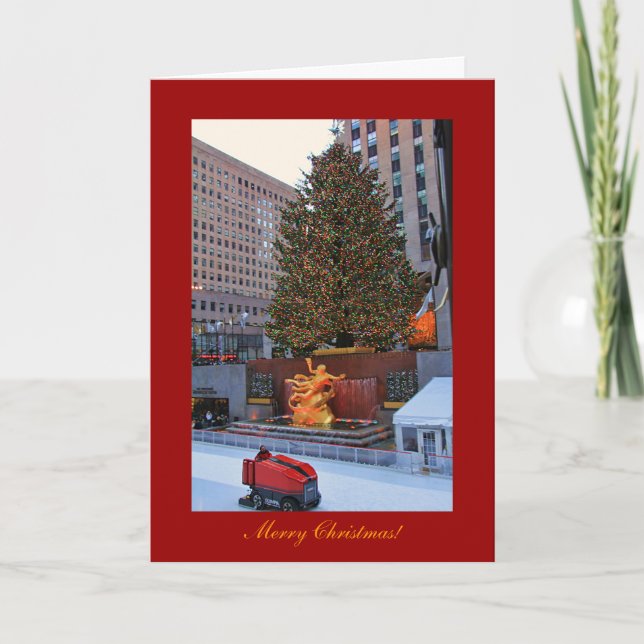 Rockefeller Center Tree, Rink Christmas Holiday Card (Front)
