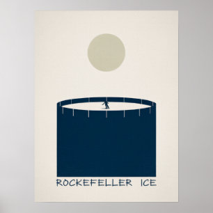 Rockefeller Ice Rink Manhattan Winter Skater Art Poster