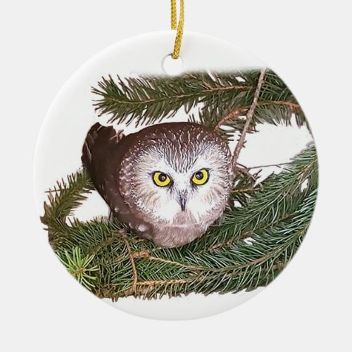 Rockefeller Owl Button Ceramic Ornament