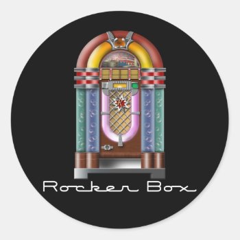 Rocker Box Jukebox Classic Round Sticker by oldrockerdude at Zazzle
