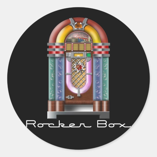 Rocker Box Jukebox Classic Round Sticker (Front)