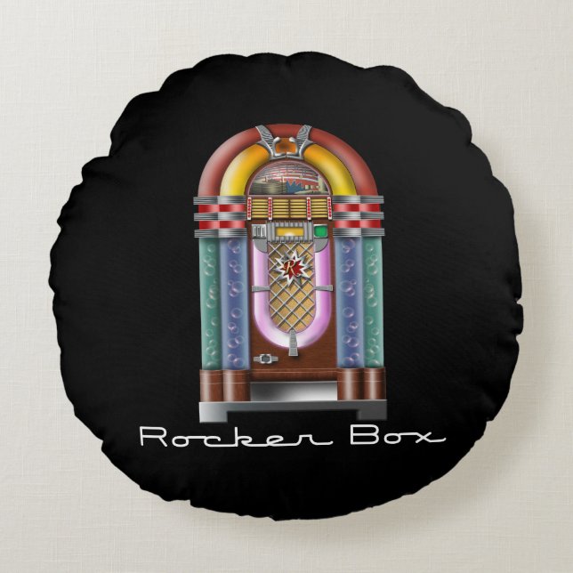 Rocker Box JukeBox Retro Rock Round Pillow (Front)