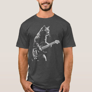 Rocker Cat Electric Guitar Rock Music Men Boys Wom T-Shirt