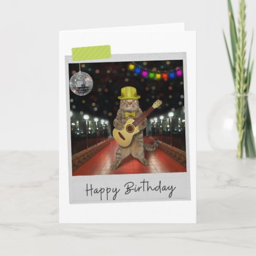 Rocker Cat Funny Birthday Card