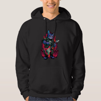 Rocker Cat Playing Guitar Cute Kawaii Cat Guitaris Hoodie
