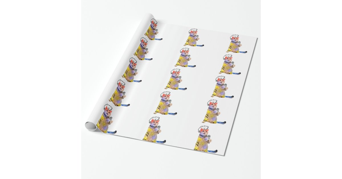 Rocker Cat Punk Cat Singing Cats Wrapping Paper Zazzle Com