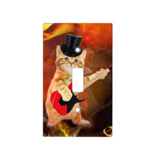 Rocker cat with top hat and guitar light switch cover