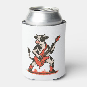 Rocker Cow PNG, Cow Playing Guitar Can Cooler