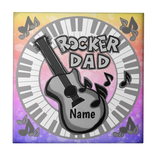 Rocker Dad Ceramic Tile (Front)