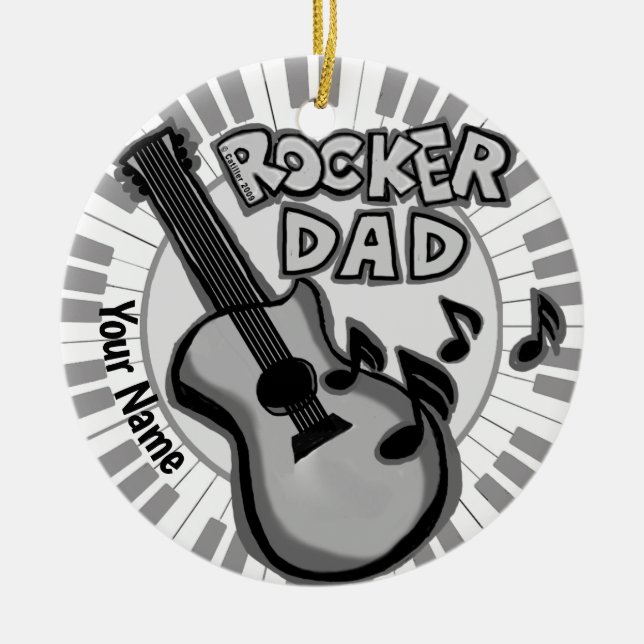 Rocker Dad Ornament (Front)