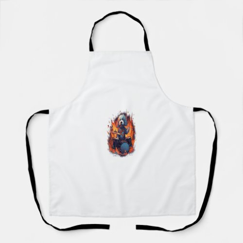 Rocker Drumming Bernedoodle Dog Drummer Apron