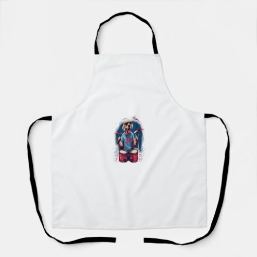 Rocker Drumming Labrador Retriever Dog Drummer Apron