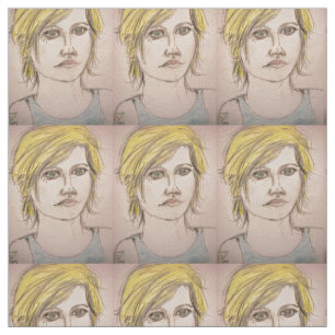 Rocker Girl with Tattoo Fabric