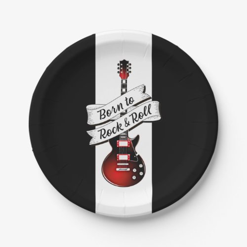 Rocker Guitar Born to Rock and Roll Music Party Paper Plates