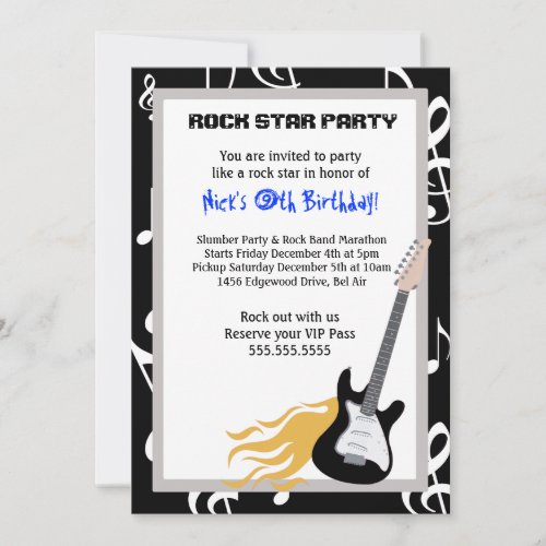 ROCKER GUITAR HERO Birthday Party Invitation