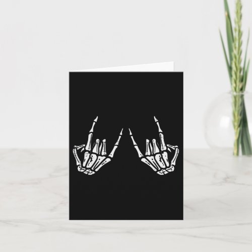 Rocker Hand Sign Rock Skeleton Retro Halloween Men Card