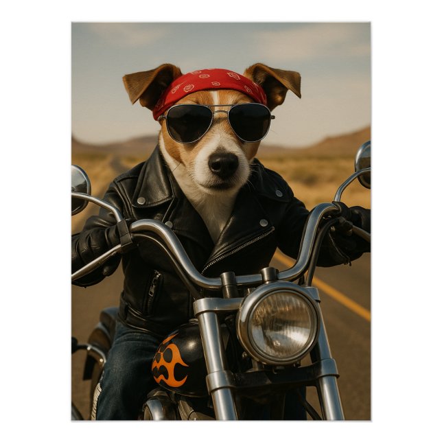 Rocker Jack Russell on the highway Poster (Front)