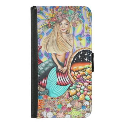 Rocker Mermaid And The Enchanted Cornucopia Wallet Phone Case For Samsung Galaxy S5