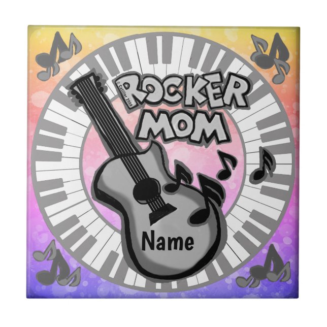 Rocker Mom  Ceramic Tile (Front)