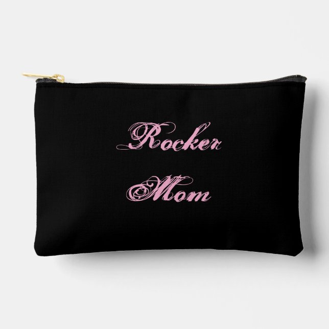 Rocker Mom Cosmetic Bag (Black & Pink) (Front)