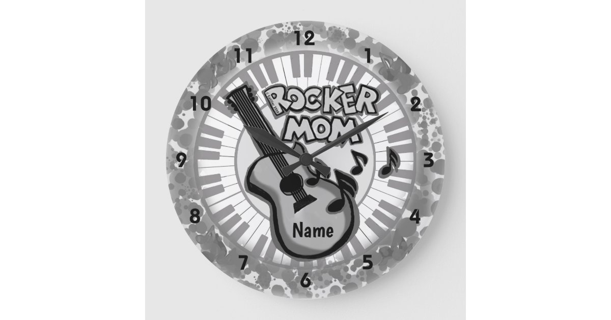 Rocker Mom custom name clock Zazzle
