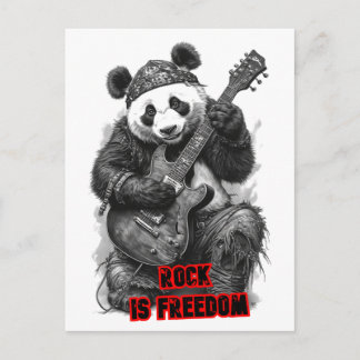 Rocker Panda says: Rock is Freedom on a Holiday Postcard