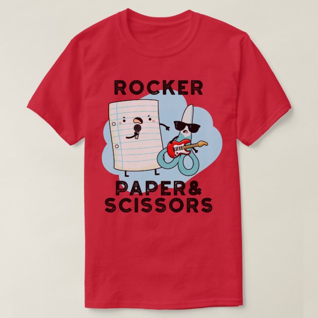 Rocker Paper And Scissors Funny Game Pun 1 T-Shirt (Design Front)