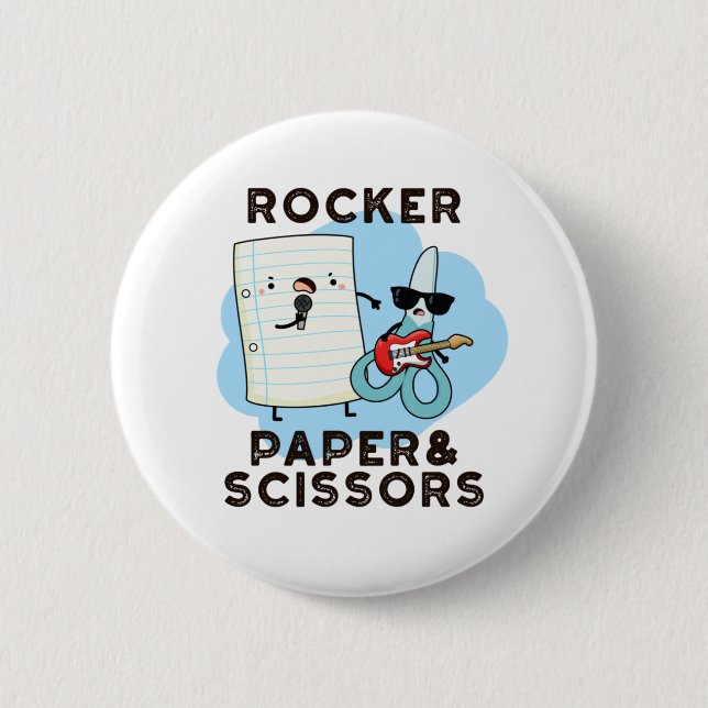 Rocker Paper And Scissors Funny Game Pun  Button (Front)