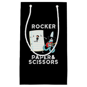 Rocker Paper And Scissors Funny Game Pun Dark BG Small Gift Bag