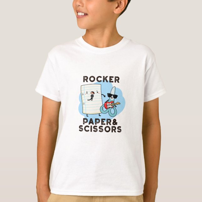 Rocker Paper And Scissors Funny Game Pun  T-Shirt (Front)