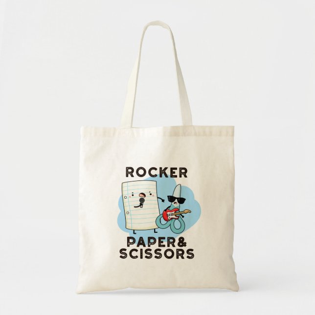 Rocker Paper And Scissors Funny Game Pun  Tote Bag (Front)