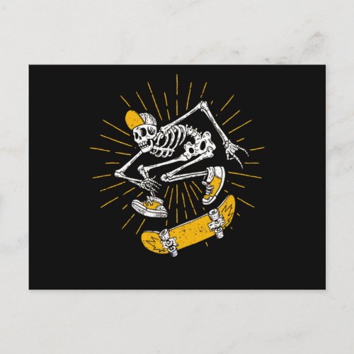 Rocker Skater Skeleton Cap Cool Halloween Punk Postcard