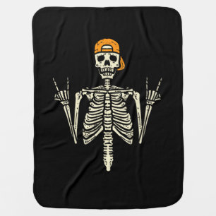 Rocker Skeleton Cap Skater Cool Halloween Punk Roc Baby Blanket