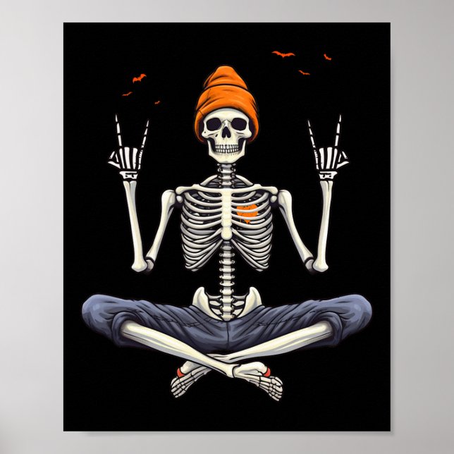 Rocker Skeleton Cap Skater Cool Halloween Punk Roc Poster (Front)
