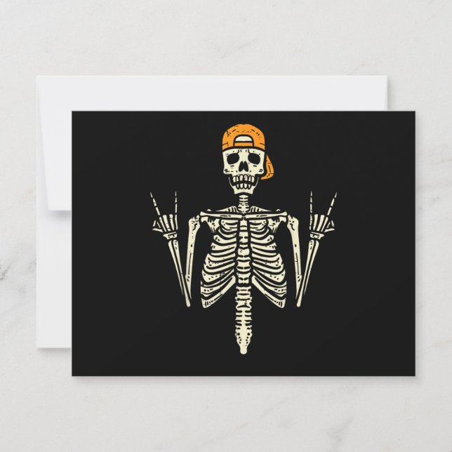 Rocker Skeleton Cap Skater Cool Halloween Punk Roc Thank You Card (Front)