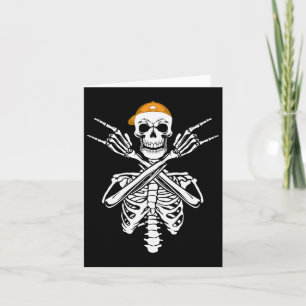 Rocker Skeleton Cap Skater Halloween Hand Rock Men Card