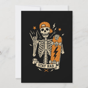 Rocker Skeleton Cap Skater Halloween Invitation