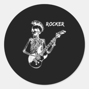 Rocker Skeleton Guitar Skater Cool Halloween Punk Classic Round Sticker