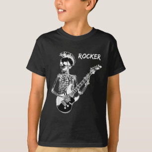 Rocker Skeleton Guitar Skater Cool Halloween Punk  T-Shirt