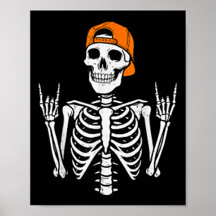 Rocker Skeleton Halloween Rock Costume Cap Skater Poster