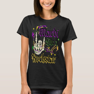 Rocker Skeleton Hand Mardi Gras Mardi Like A Rocks T-Shirt