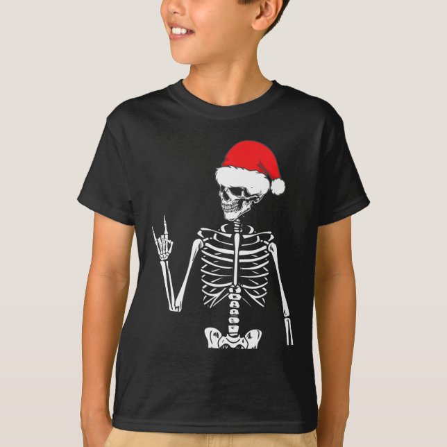 Rocker Skeleton Hand Rock On Costume Fun Christmas T-Shirt (Front)