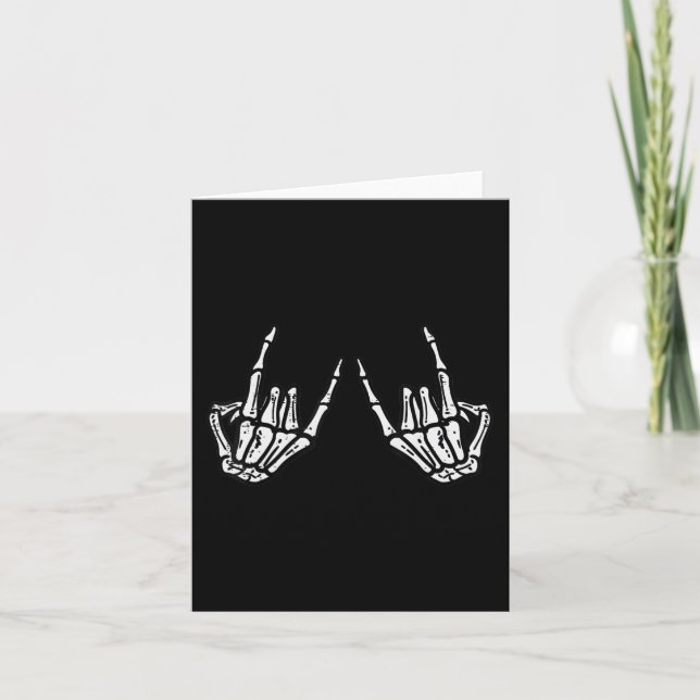 Rocker Skeleton Hand Rock On Costume Fun Halloween Card (Front)