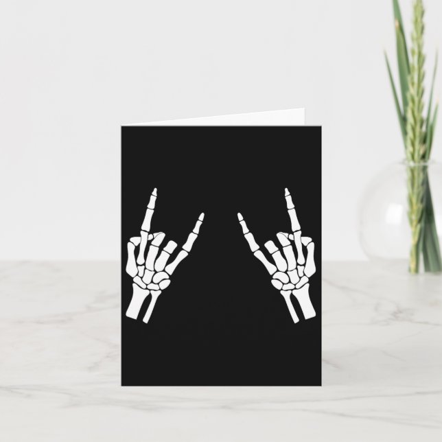 Rocker Skeleton Hand Rock On Costume Funny Hallowe Card (Front)