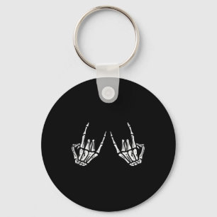 Rocker Skeleton Hand Rock On Costume Funny Hallowe Keychain