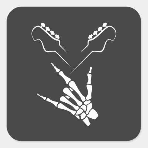 Rocker Skeleton Hand Rock On Rock  Square Sticker