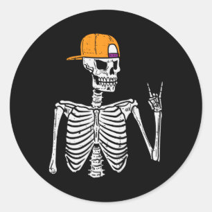 Rocker Skeleton Rock Hand Sign Halloween Costume M Classic Round Sticker