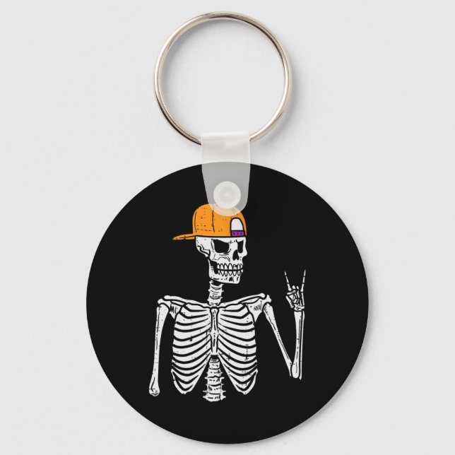 Rocker Skeleton Rock Hand Sign Halloween Costume M Keychain (Front)