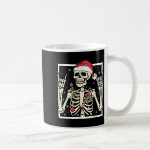 Rocker Skeleton Santa Hat Cool Christmas Punk Rock Coffee Mug