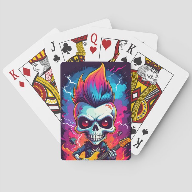 Rocker Skull with Mohawk Classic Playing Cards (Back)
